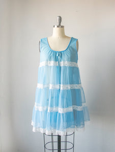 1960s Sheer Lingerie Slip Chiffon Nightgown  S
