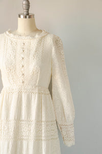 1960s Maxi Dress Emma Domb Wedding Gown Lace S