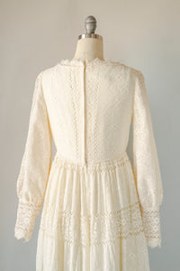 1960s Maxi Dress Emma Domb Wedding Gown Lace S