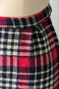 1970s Pencil Skirt Wool Plaid XS