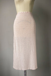 1950s Ensemble Crochet Cotton Knit Skirt Top Set XS / S