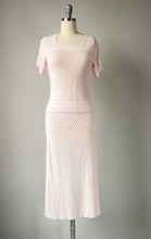 Load image into Gallery viewer, 1950s Ensemble Crochet Cotton Knit Skirt Top Set XS / S