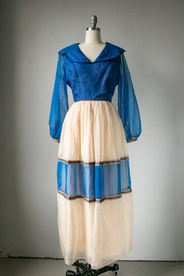 1960s Dress Silk Chiffon Maxi Gown M