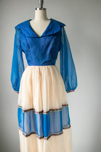1960s Dress Silk Chiffon Maxi Gown M