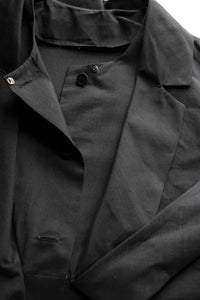 1950s Blouse Cotton Black Tailored Top M