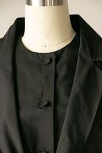 Load image into Gallery viewer, 1950s Blouse Cotton Black Tailored Top M