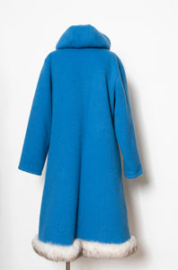 1970s Parka Coat Hooded Wool Long S