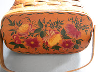 Load image into Gallery viewer, 1970s Basket Purse Woven Wooden Hand Painted Bag