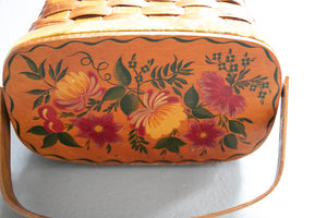 1970s Basket Purse Woven Wooden Hand Painted Bag