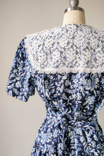 Load image into Gallery viewer, 1990s Dress Blue Floral Cotton Full Skirt L