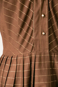 1950s Dress Striped Cotton Full Skirt Shirtwaist M