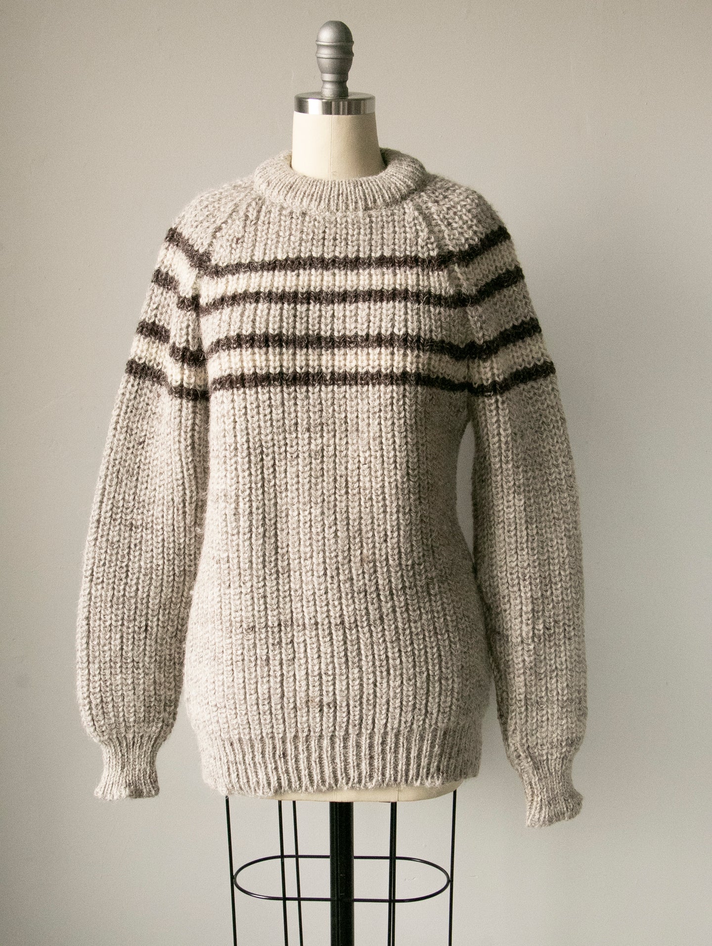 1970s Sweater Striped Wool Knit Pullover S