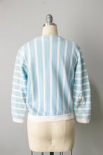 Load image into Gallery viewer, 1950s Knit Cardigan Striped Cotton Top S