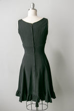 Load image into Gallery viewer, 1960s Dress Black Linen Beaded XS