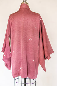 1950s Haori Burgundy Printed Japanese Robe