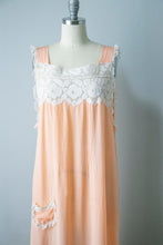Load image into Gallery viewer, 1920s Silk Slip Lace Lounge Dress M
