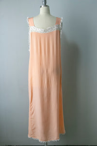 1920s Silk Slip Lace Lounge Dress M