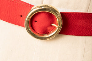 1980s Belt Red Suede Leather Cinch Waist M