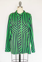 Load image into Gallery viewer, 1970s Blouse Striped Cotton Top XL