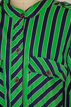 Load image into Gallery viewer, 1970s Blouse Striped Cotton Top XL