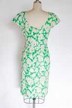 Load image into Gallery viewer, 1960s Dress Green Floral Cotton Cocktail M