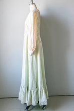 Load image into Gallery viewer, 1970s Maxi Dress Green Eyelet Lace M