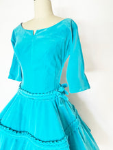 Load image into Gallery viewer, 1950s Dress Velvet Full Circle Skirt S