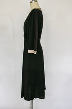 Load image into Gallery viewer, 1950s Dress Black Rayon Crepe Embroidered L