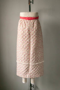 1970s Maxi Skirt Quilted Cotton S