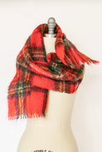 Load image into Gallery viewer, 1960s Scarf Mohair Wool Red Plaid Knit Wrap