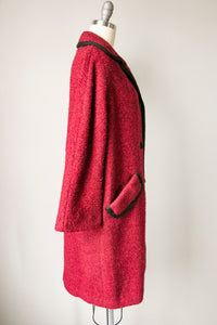1960s Coat Raspberry Wool Boucle S