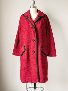 1960s Coat Raspberry Wool Boucle S