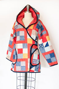 1970s Quilted Jacket Hooded Cotton S