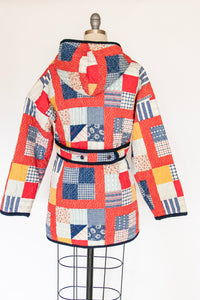 1970s Quilted Jacket Hooded Cotton S