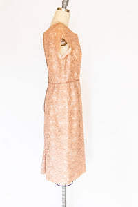 1950s Dress Beige Champagne Lace S/M