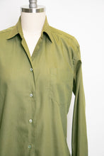 Load image into Gallery viewer, 1950s Blouse Cotton Green Long Sleeve Top M