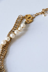 1970s Double Necklace Chain + Pearls