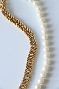 1970s Double Necklace Chain + Pearls