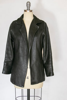 1960s Coat Leather Jacket Black S
