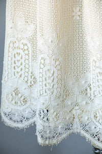 1970s Dress Tablecloth Lace XS S