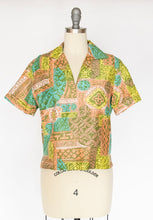Load image into Gallery viewer, 1960s Blouse Cotton Printed Top M