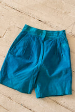 Load image into Gallery viewer, 1980s Shorts Blue Suede Leather High Waist M