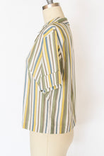 Load image into Gallery viewer, 1960s Blouse Cotton Striped Short Sleeve Top M