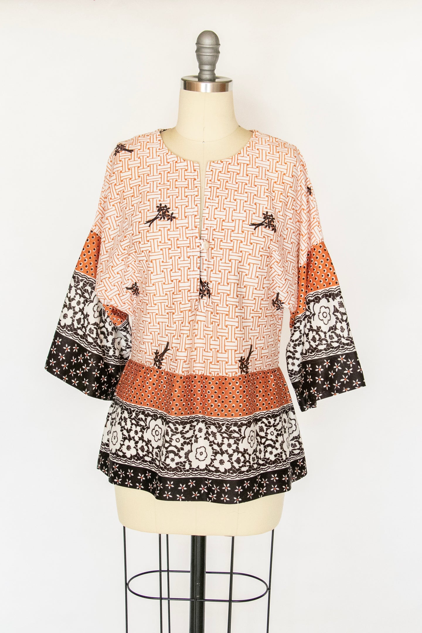 1960s Blouse Jersey Knit Top M
