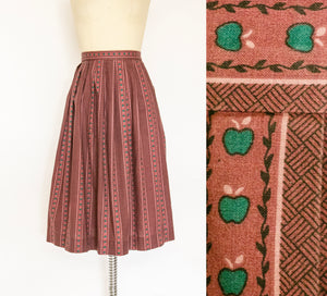 1950s Full Skirt Cotton Novelty Print M