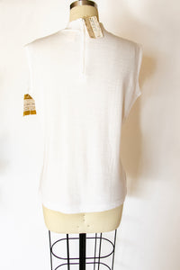 1960s Knit Top Desdstock White Stag Blouse M
