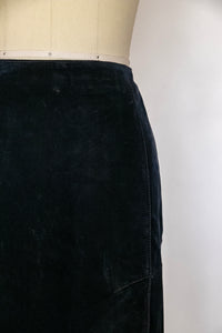 1980s Skirt Blue Suede Leather High Waist M