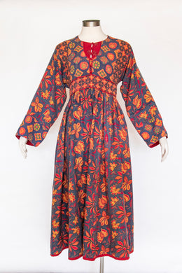 1980s Dress Anokhi Indian Cotton Block Print S