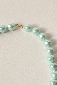 1960s Necklace Blue Beaded Chunky Pearl Choker