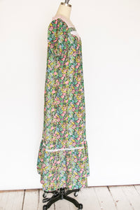 1970s Maxi Tent Dress Floral Hawaiian M